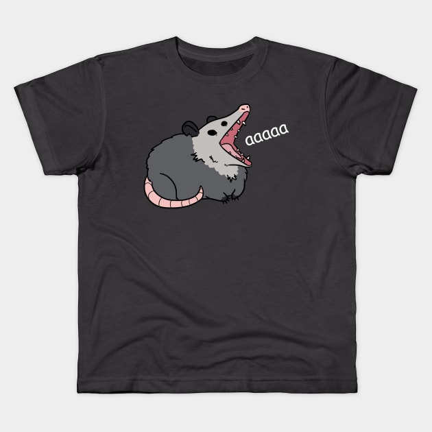 possum screm (white text) Kids T-Shirt by ZioCorvid